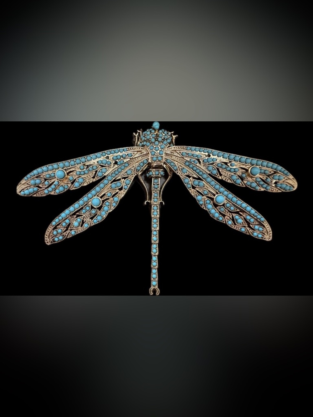 Kenneth Jay Lane Dragonfly Brooch with Turquoise Stones